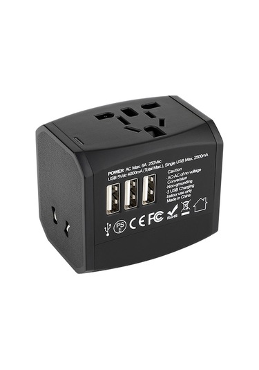 "evrensel Seyahat Adaptörü - 3 Usb Portlu, 6a Güçlü, 1200w Kapasiteli"