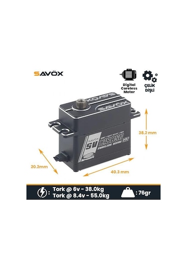 Savox Sv1280sg Digital Servo Coreless Motor High Voltage Çelik Dişli