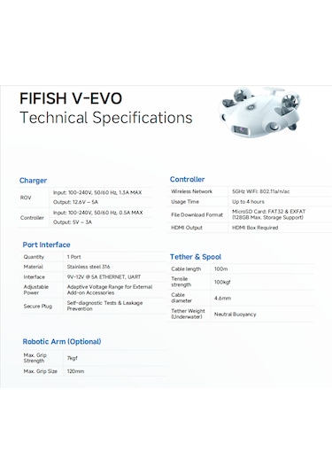 Qysea Fıfısh V-evo + Robotik Kol Paketi Su Altı Drone