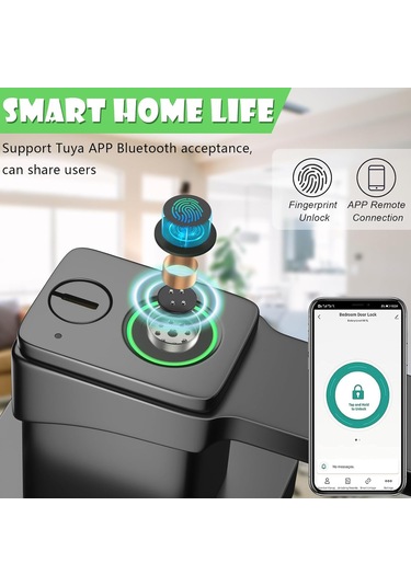 Parmak İzi Akıllı Wifi Kilit App Kontrol Bluetooth Dokunmatik Kapı Kilidi Parmak İzi Kapı Kolu