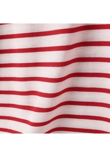 Zanzea Kadın Rahat O-yaka Kısa Kollu Çizgili Bluz Kırmızı