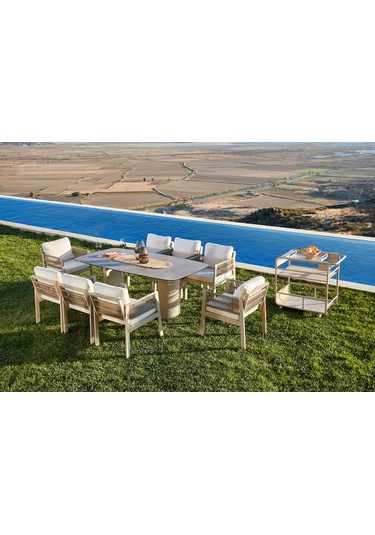 Toscana Seramik Tablalı Masa Takımı - Kum Rengi Kum Rengi