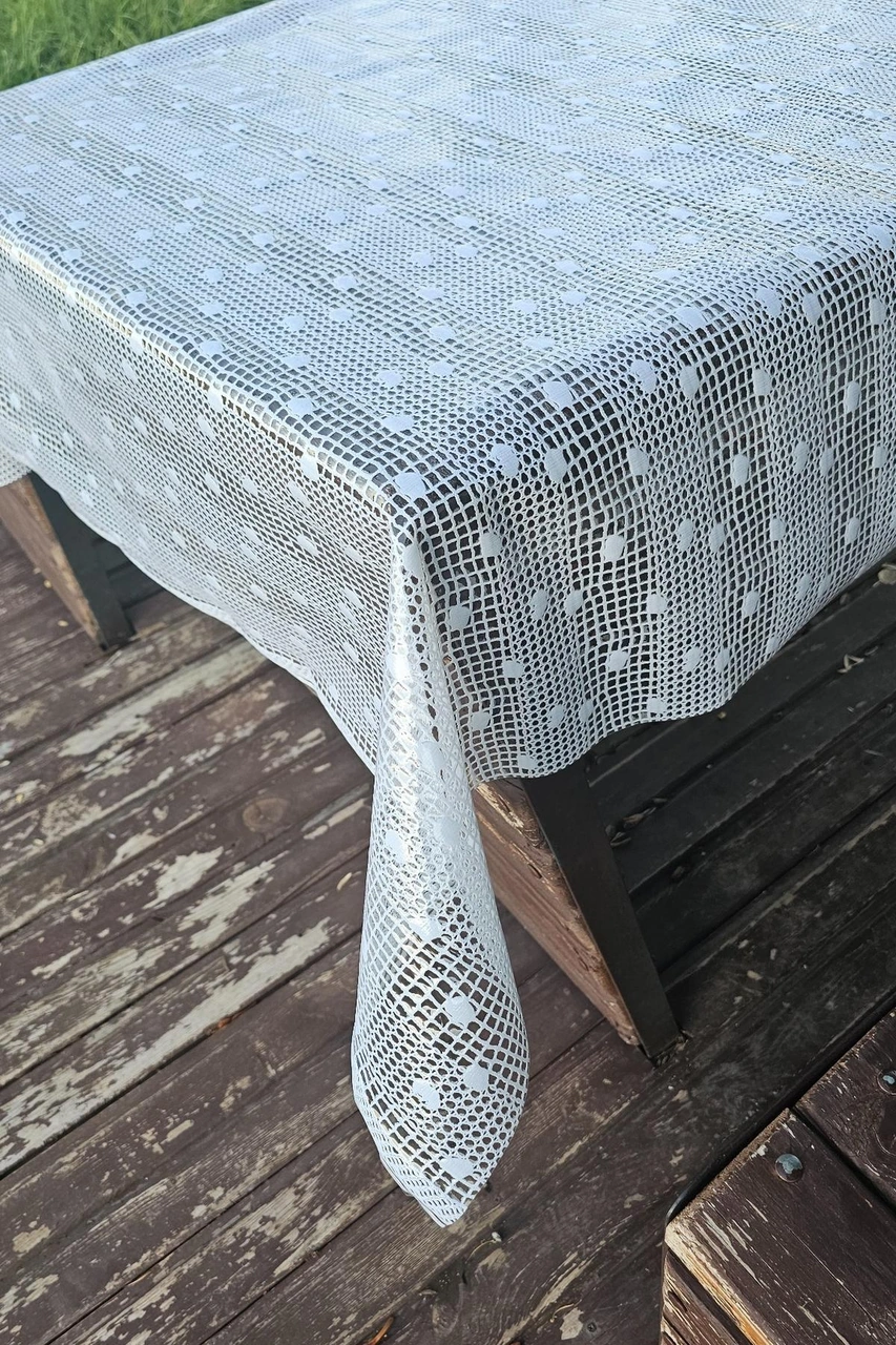 Rona Home Hasır Pvc Deliksiz Şeffaf Kaplama Muşamba Masa Örtüsü Beyaz Kolay Silinebilir Su Geçirmez Sofra Bezi Beyaz