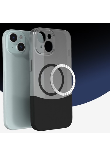 Mobilefix Iphone Uyumlu 15 Kılıf M-safe Şarj Özellikli Mıknatıslı Duble Kapak - Gri Gri