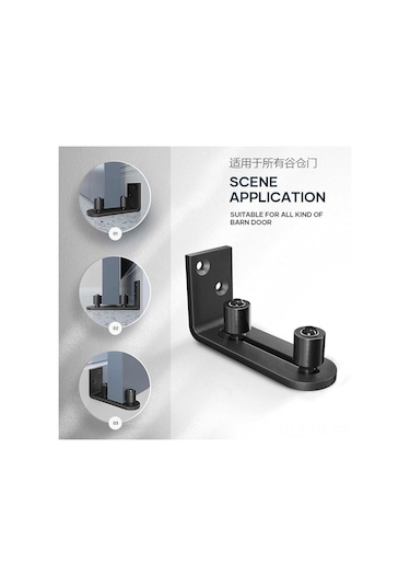 Vkemall Eısen-zb02l Tipi Depo Kapısı Kayar Koruması - Tırmanmaz, Dairesiz, Çift Tekerlekli Toprağa İlişkin Metal Aksesuarlar Siyah