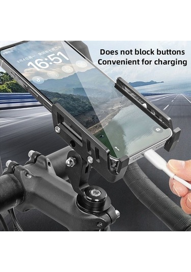 Joyhub Ayarlanabilir Alüminyum Çelik Bisiklet Cep Telefonu Tutacağı Siyah Var Havalandırma Ym9pkh