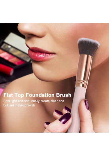 Moveevo Fondöten Fırçası Düz Üst Parlatma Fırçaları Yelpaze Kontur Pudra Fırçası Aydınlatıcı Allık Fırçası Makyaj Fırçaları