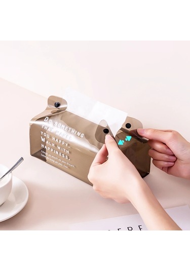 Beyaz-şeffaf Pvc Doku Kutusu Katlanabilirpeçete Tutucu Basit Çentik Tasarımı Su Geçirmez Çok Fonksiyonlu Saklama Kutusu Doku Kutusu Ev Dekor