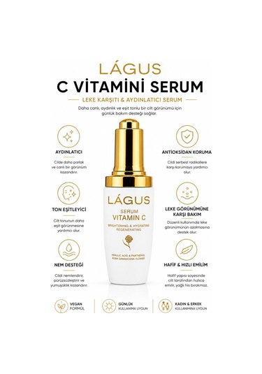 Lágus Leke Karşıtı ve Aydınlatıcı Vitamin C Serum 30 ML