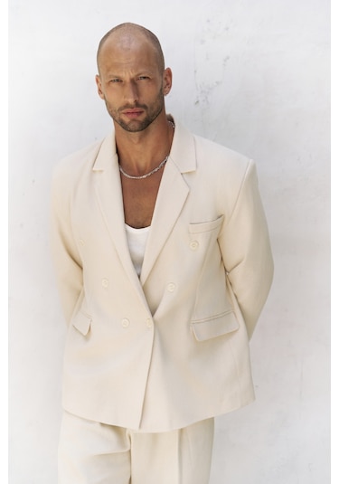 Mai Studios Co. Ayyubay Naturel Erkek Blazer Ceket Naturel