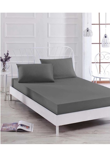 Eponj Home Paint Lastikli Çarşaf Seti Tek Kişilik D.Boya Füme