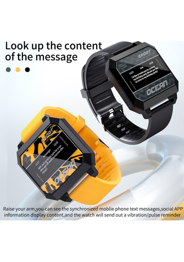 Geeroyoo Ocean 2 Akıllı Spor Saati - 0.96" Tft Dokunmatik Ekran, Uyku/nabız/kan Basıncı İzleme, Çoklu Spor Modu, Bildirimler, Android/ios Desteği - Siyah