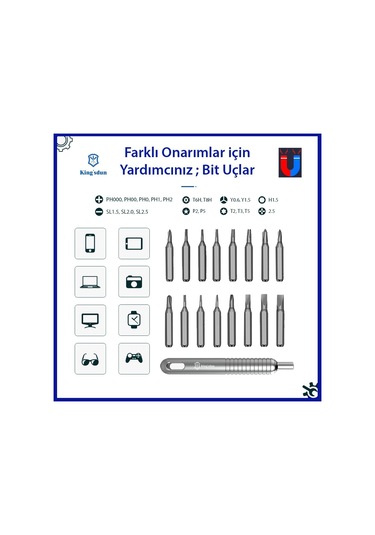 Kingsdun 20 Si 1 Arada Manyetik Mini Tornavida Seti Ks-840016
