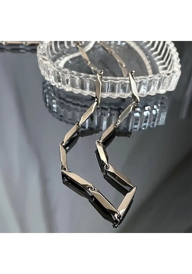 Silver Küp Model Unisex Yüksek Kalite Çelik Kolye&bileklik Silver