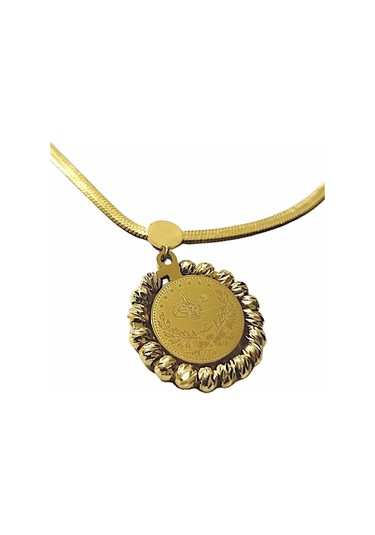 Kadın Dorikalı Tuğra Altın Renk 316l Çelik Kolye Çelik