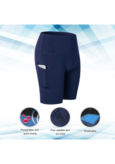 Skycity Kadın Spor Şortu - Yüksek Bel, Yan Cep, Nefes Alabilir, Hızlı Kuruma, Esnek, Koşu Ve Antrenman İçin Gri