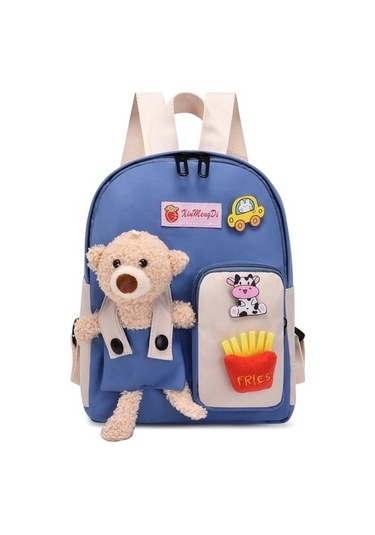 2022 Karikatür Ayı Kanvas Okul Çantaları Kız Için Afk8cp Mavi
