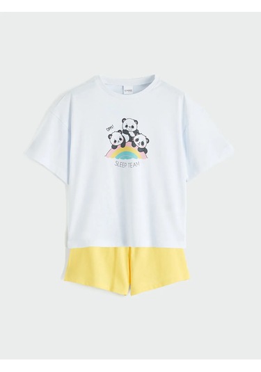 Lc Waikiki Sarı Baskılı Kız Çocuk Şortlu Pijama Takımı