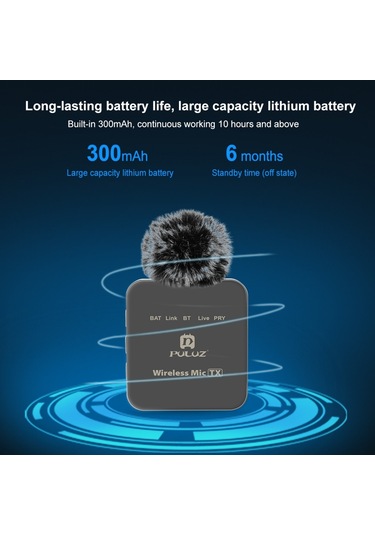 Springsun Puluz Pu646b Kablosuz Mikrofon Sistemi 1 Alıcı Ve 1 Verici İle 10m İletim Menzili Dahili Pil Android Telefonlar Bilgisayar