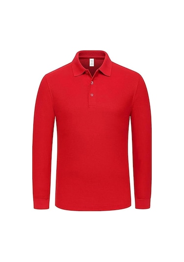 Tezzgelsin Erkek Çocuk Uzun Kol Polo Yaka Okul T-shirt Kırmızı