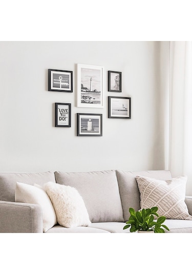 Porsima Dhz90055 Renkli Ahşap Modern Dekoratif 6 Parça Fotoğraf Çerçevesi Masa Duvar Fotoğraf Çerçevesi