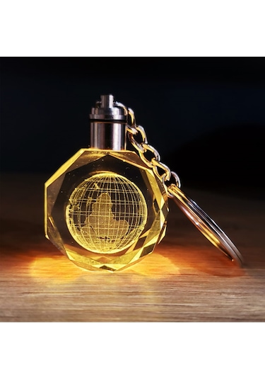 River World Anahtarlık Renk Değiştiren Dünya Tasarımlı Kristal