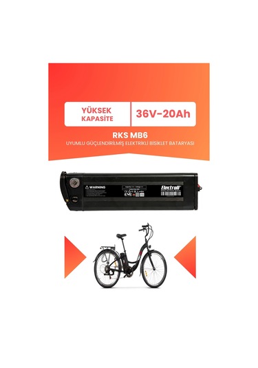 Rks Mb6 Uyumlu 36v 20ah Elektrikli Bisiklet Bataryası Siyah