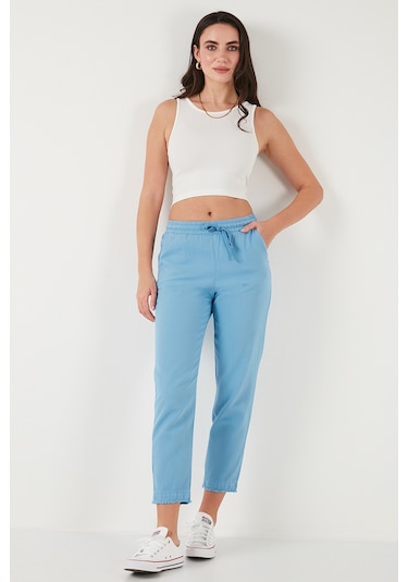 Lela Pamuklu Normal Bel Regular Fit Düz Paça Bayan Pantolon 668Yp42282S4 Mavi
