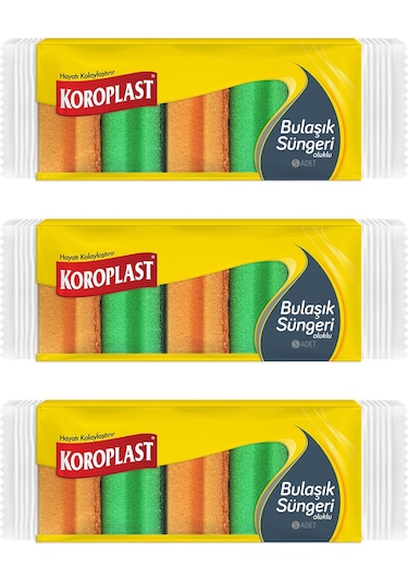 Koroplast Oluklu Bulaşık Süngeri 3 x 5'li
