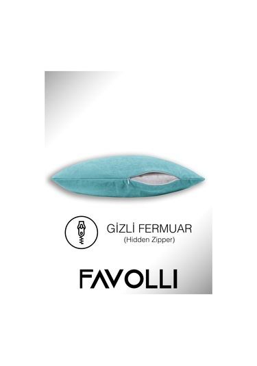 Kadife Dokulu Sis Mavisi Kırlent Kılıfı Dream Serisi Punch Için Uygun Gizli Fermuar Sis Mavisi