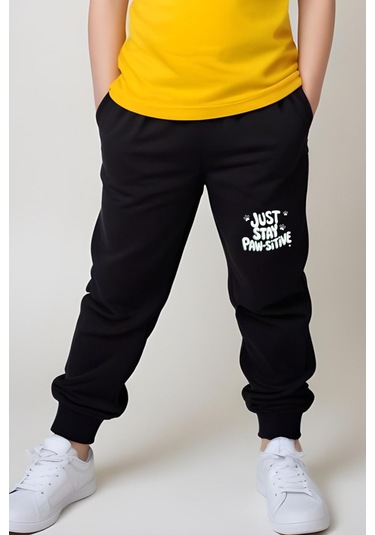 Just Stay Paw Baskılı Kız Çocuk Tişört Ve Eşofman Alt-üst Takım Sarı