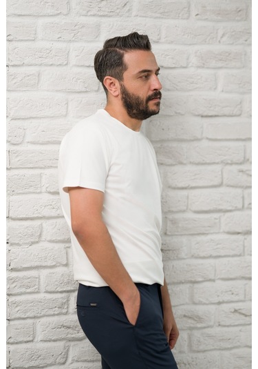 Paul Martin Slimfit Fit Bisiklet Yaka Rayon Kumaş Full Likralı T-shirt Beyaz