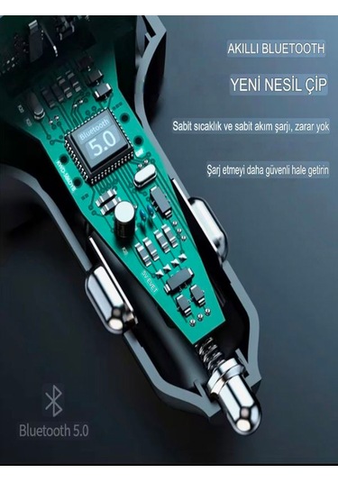 Car-in Bluetooth Wireless 3.1a 2usb Tf Kartlı Type-c Rgb Işıklı A