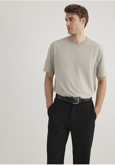 Mavi - Bisiklet Yaka Gri Basic Tişört 0611596-70100 Gri