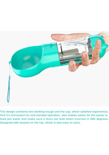 Lemestar Köpek Seyahat Su Fincanı - 300ml Multifonksiyonlu Pet İçme Aleti Ve Koku Temizleyici Seti Mavi