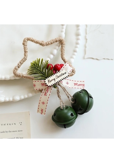 Elmpaly Altın Noel Çanı Yıldız Çilek Asma Ağacı Süsü Ev Dekoru Parti Aksesuarı