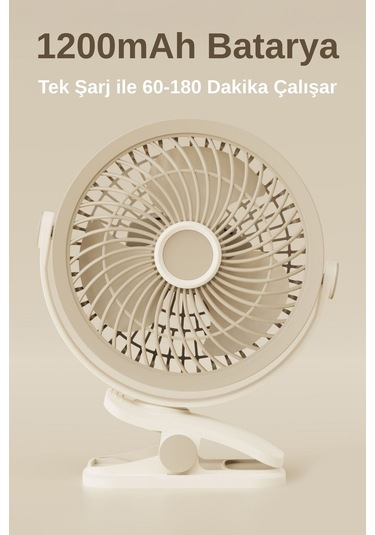 3 Kademe Usb Şarjlı Mandallı 360 Taşınabilir Fan Vantilatör Soğutucu Ys2545