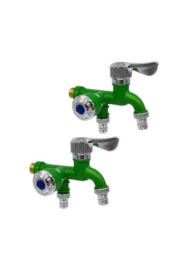 Bosphorusboutique02 2 Adet Yeşil Musluk Ayırıcı Bahçe Hortumu Çift Musluklu Çok Renkli