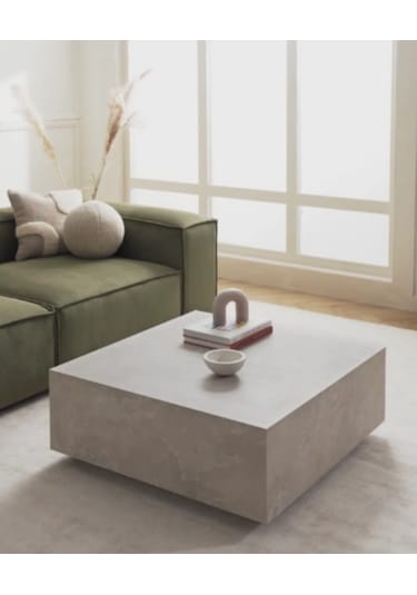 Most Lignum Mermer Görünümlü %100 Mdf Orta Sehpa 80x80 Cm Traverten Bej