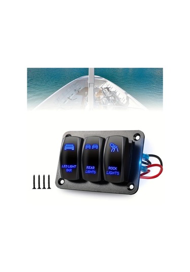 Motion003 O3l B Uc Joystick Anahtarlı Aluminyum Panel Onceden Baglı Anahtarlar Mavi Led Arabalar Tekne Yatlar Rv Kamyonlar Icin Pilsiz