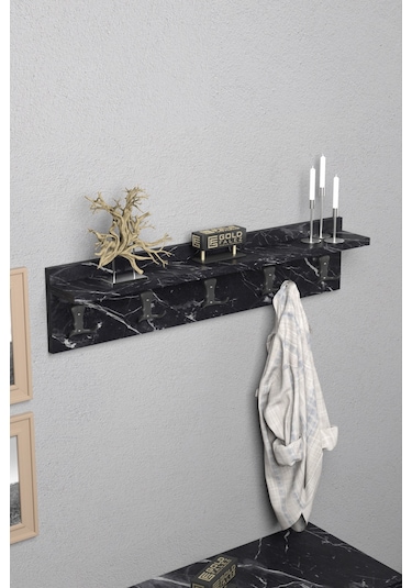 Askılık Duvar Elbise Askılığı Portmanto 80 Cm Bendir Düz Siyah