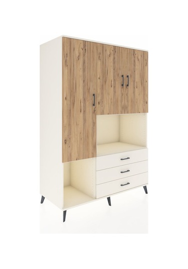 Kronos Dolap 6 Raflı 3 Çekmeceli 3 Kapaklı 132x59x195 Aytaşı-çam/aytaşı Atlas Çam/aytası