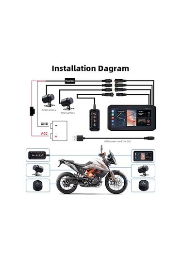 Motosiklet Ekran Carplay Android Auto Ön Ve Arka Kamera Kayıt Özellikli Lastik Sensörlü Multimedya 6.2"