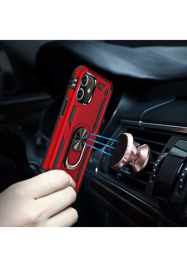 Apple Uyumlu iPhone 12 Manyetik Yüzüklü Tank Kılıf Vega Kapak