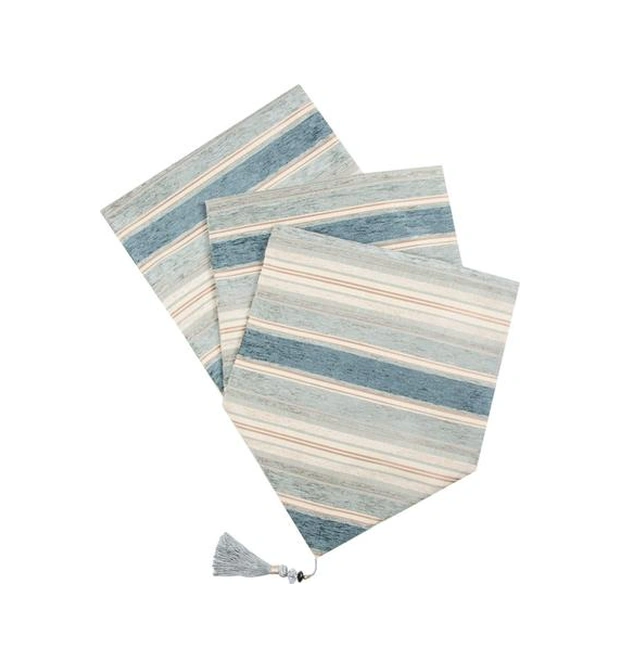 Masa Koşucuları Püsküller İle Renkli Çizgili Şönil Tuval Kumaş Düğün Masa Örtüsü Açık Ev Dekor İçin. Masa Koşucu Masa Koşucu Çizgili Renkli Masa Koşucular 115 X 145