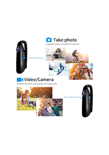 Wezone Mini Gömlek Kamerası 1080p Geniş Açı, Hareket Algılama Ve Gürültü Azaltma, Dışarıda Kullanıma Uygun, Usb Şarjlı