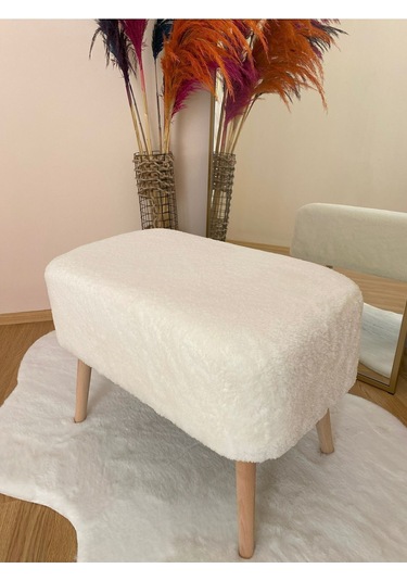 Ahşap Ayaklı Dikdörtgen Puf