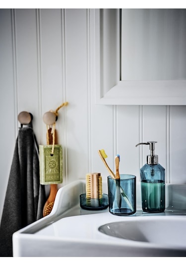 3 Parça Banyo Cam Sabunluk Takımı Meridyendukkan Turkuaz Renk Banyo Aksesuar Seti Turkuaz