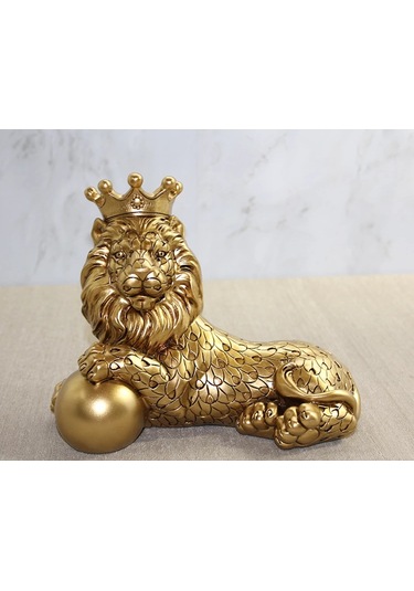 Polyester Dekoratif Taçlı Aslan Figürü Alk2575