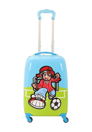Mçs V307 Abs Çocuk Valiz-mavi-futbol Baskı